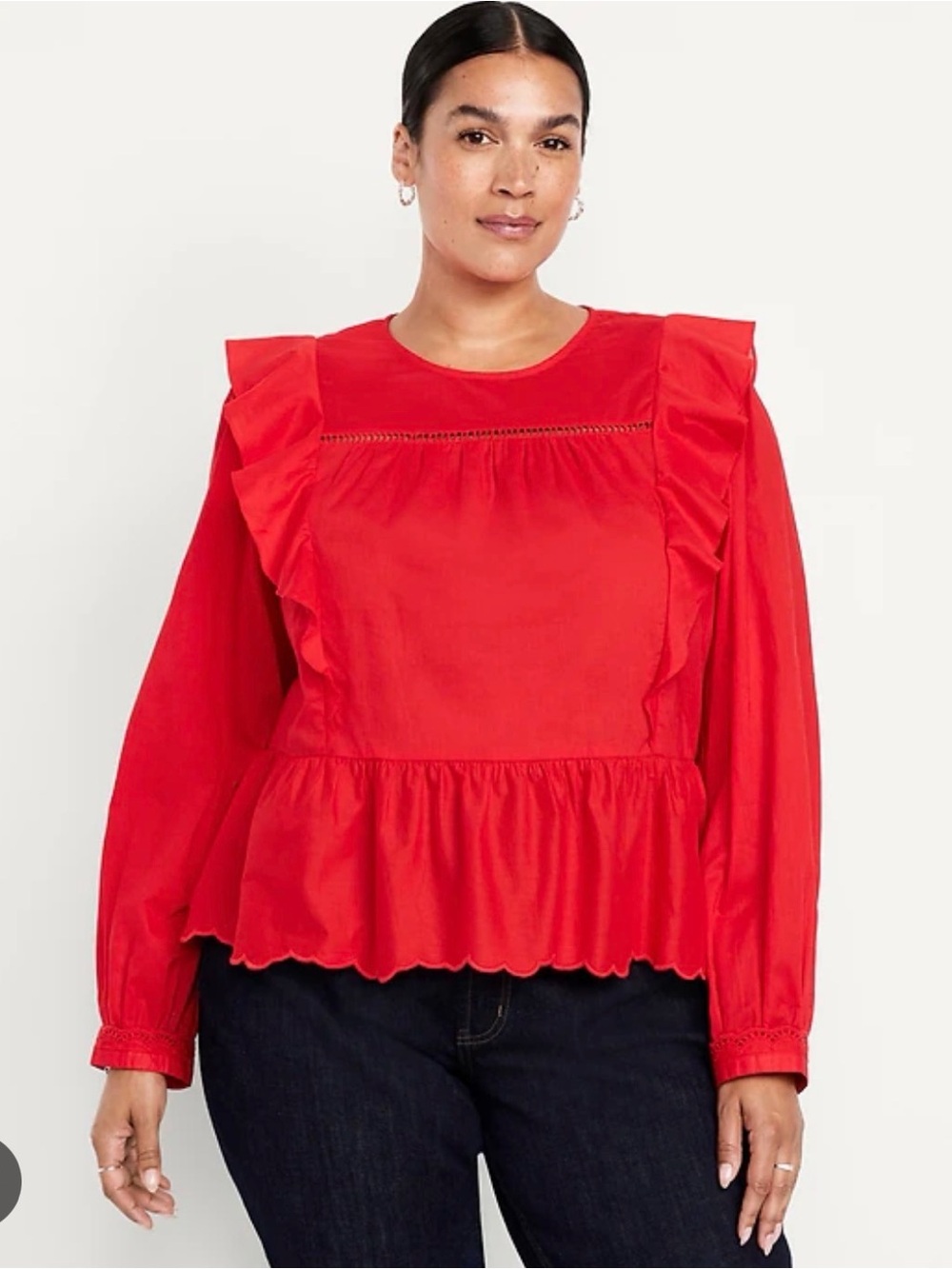 Old Navy Red Ruffle Peplum Blouse